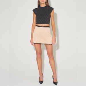 Hansen & Gretel / FP • Baxter Satin & Lace Mini Skirt Biscotti & Black Size XS
